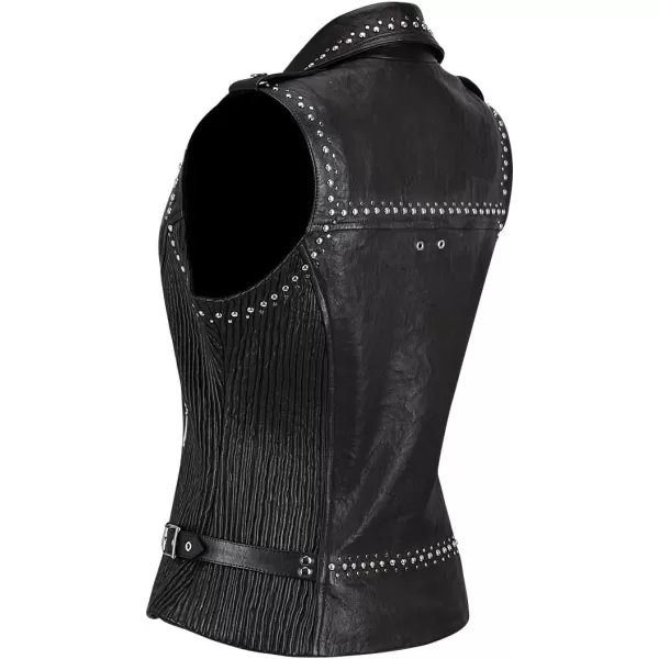 Cuadra Womens Biker Vest in Ovine Leather Black Extra LargeBlack