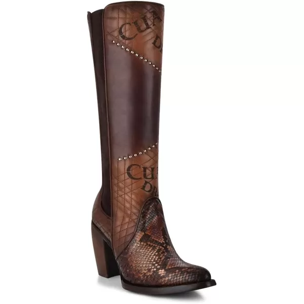 Cuadra Womens Boot in Genuine Python Leather and Bovine LeatherBrown