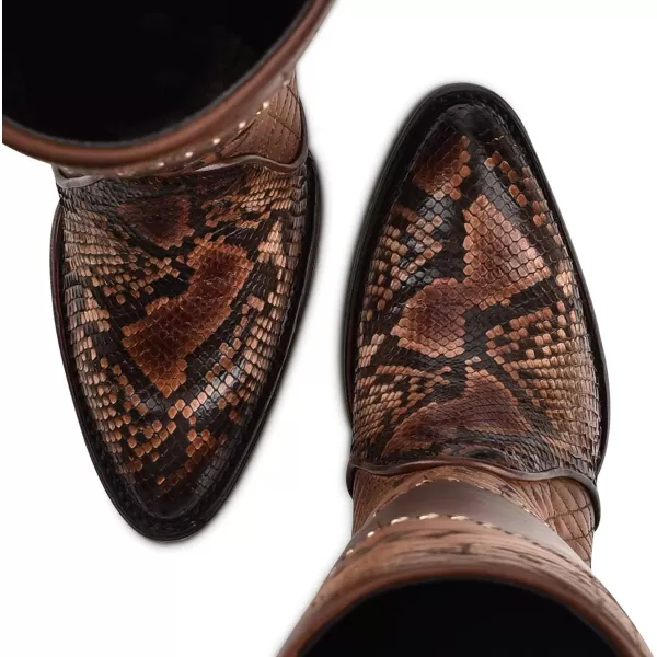 Cuadra Womens Boot in Genuine Python Leather and Bovine LeatherBrown