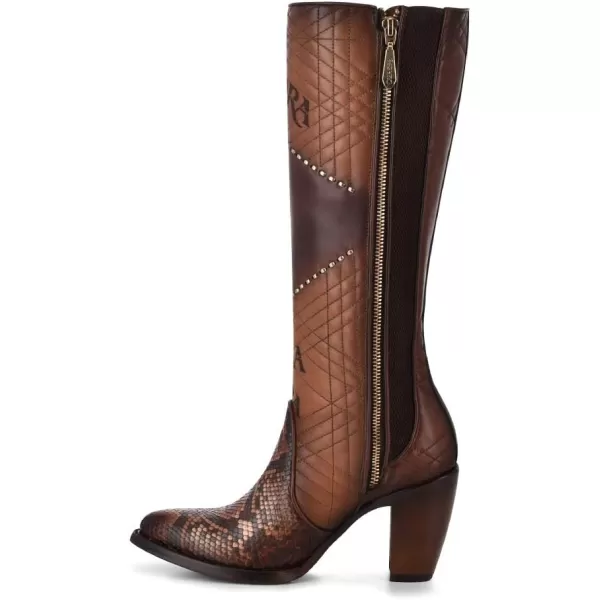 Cuadra Womens Boot in Genuine Python Leather and Bovine LeatherBrown