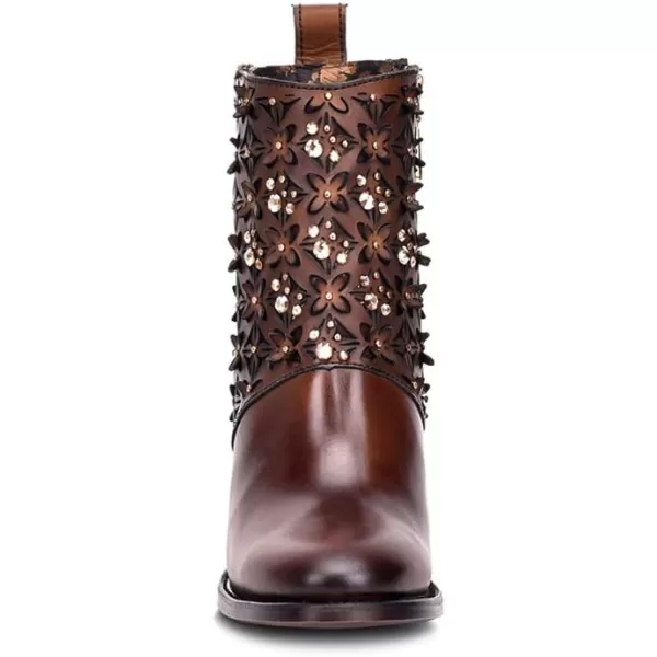 Cuadra Womens Bootie in Bovine Leather with Crystals and ZipperBlack