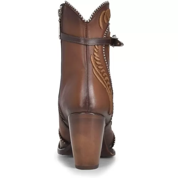 Cuadra Womens Bootie in Bovine Leather with Embroidery and ZipperBrown