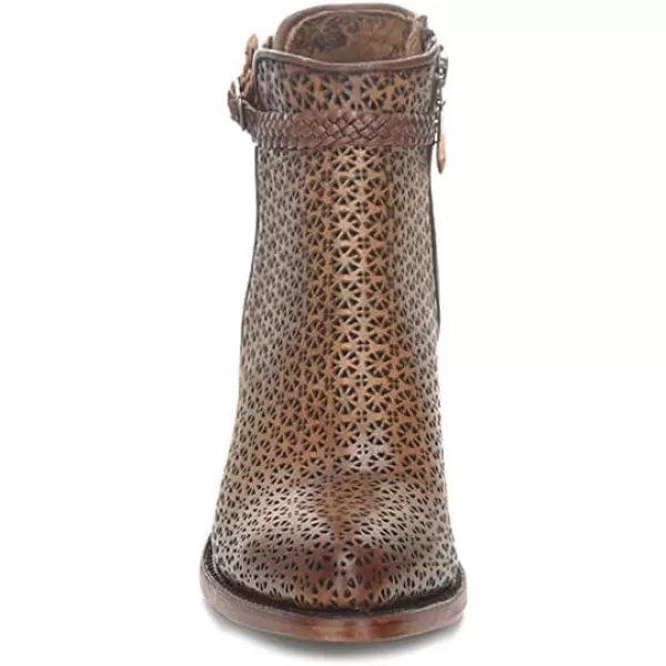 Cuadra Womens Bootie in Bovine Leather with Perforations with ZipperBrown