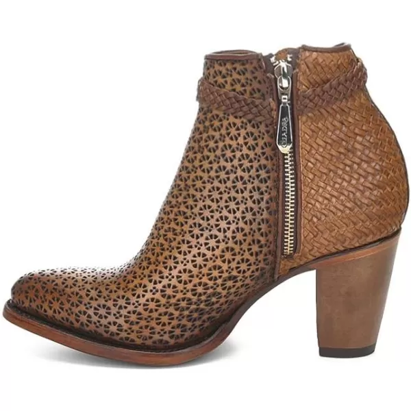 Cuadra Womens Bootie in Bovine Leather with Perforations with ZipperBrown