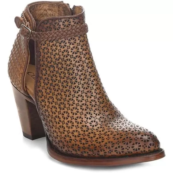 Cuadra Womens Bootie in Bovine Leather with Perforations with ZipperBrown