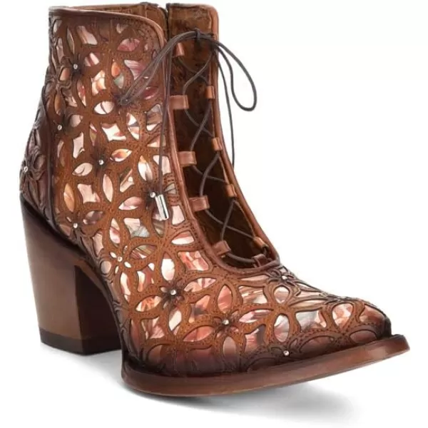 Cuadra Womens Bootie in Genuine Leather with Laces and Zipper BrownBrown