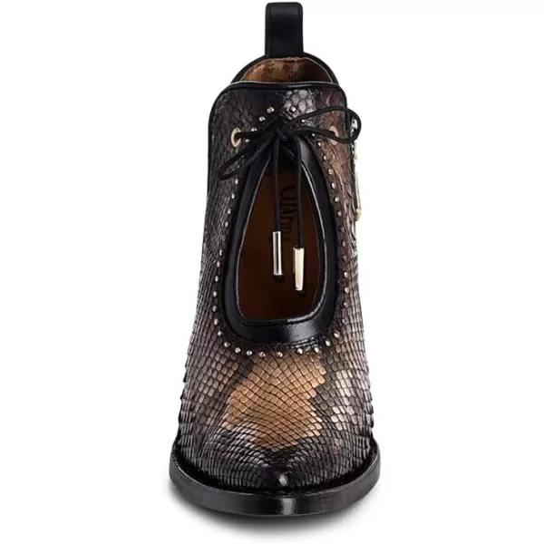 Cuadra Womens Bootie in Genuine Python Leather BlackBlack