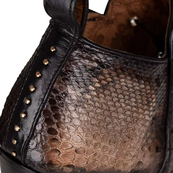 Cuadra Womens Bootie in Genuine Python Leather BlackBlack