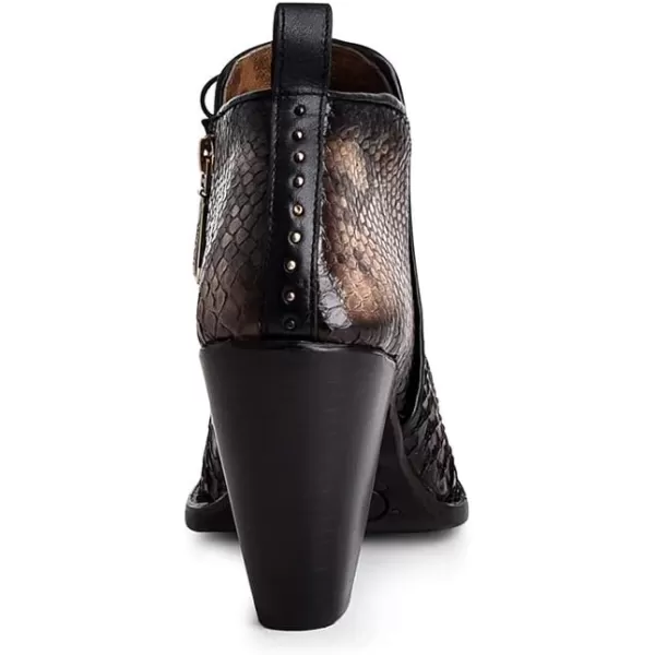 Cuadra Womens Bootie in Genuine Python Leather BlackBlack