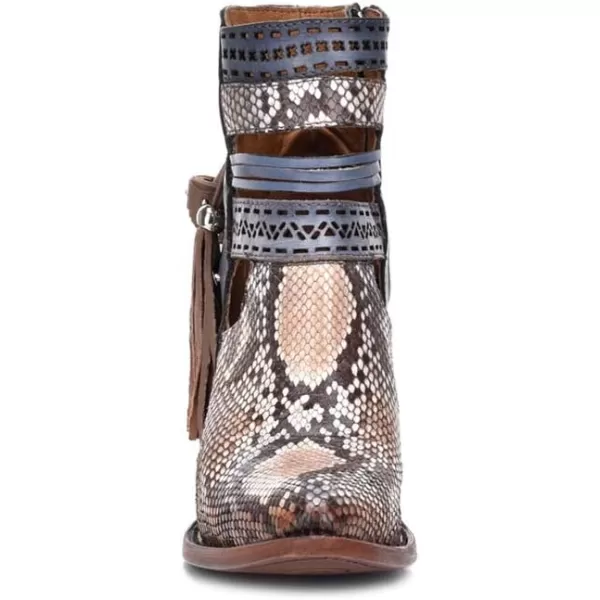 Cuadra Womens Bootie in Genuine Python Leather with ZipperBlue