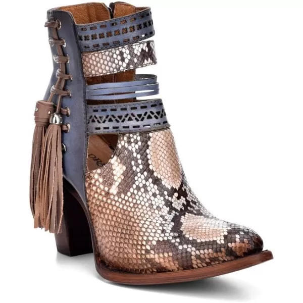 Cuadra Womens Bootie in Genuine Python Leather with ZipperBlue