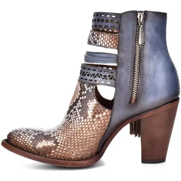 Cuadra Womens Bootie in Genuine Python Leather with ZipperBlue