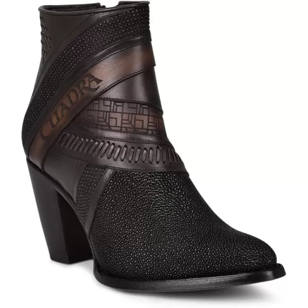 Cuadra Womens Bootie in Genuine Stingray Leather with Zipper Black 3F86MABlack