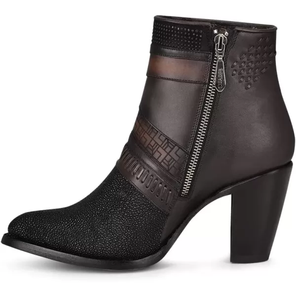 Cuadra Womens Bootie in Genuine Stingray Leather with Zipper Black 3F86MABlack