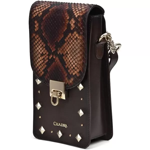 Cuadra Womens Cell Phone Pouch in Genuine Python Leather Brown BOD38PIChocolate