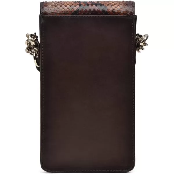 Cuadra Womens Cell Phone Pouch in Genuine Python Leather Brown BOD38PIChocolate