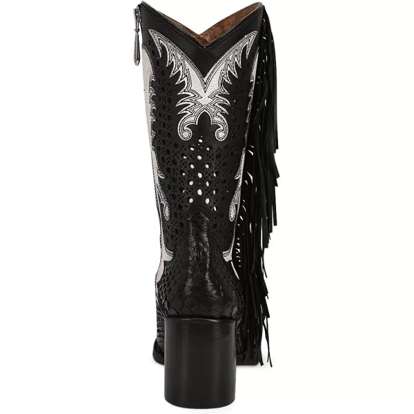 Cuadra Womens Cowgirl Boot in Genuine Python Leather Black with Fringes 4Q09PHCuadra Womens Cowgirl Boot in Genuine Python Leather Black with Fringes 4Q09PH