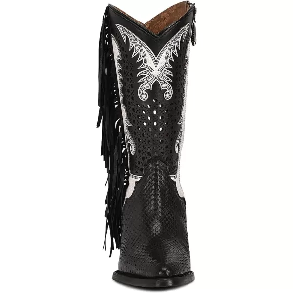 Cuadra Womens Cowgirl Boot in Genuine Python Leather Black with Fringes 4Q09PHCuadra Womens Cowgirl Boot in Genuine Python Leather Black with Fringes 4Q09PH