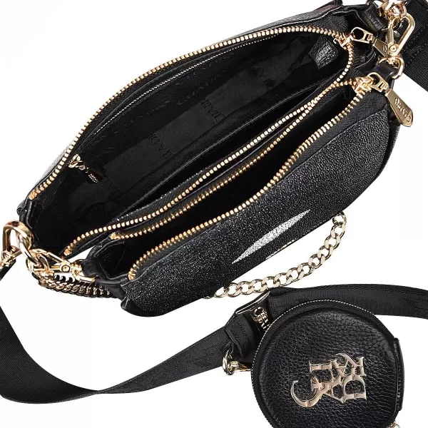 Cuadra Womens Crossbody Bag in Genuine Stingray Leather Black BOD66MACuadra Womens Crossbody Bag in Genuine Stingray Leather Black BOD66MA