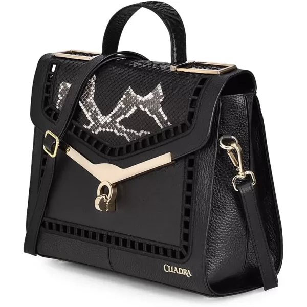 Cuadra Womens Handbag in Genuine Python LeatherBlack