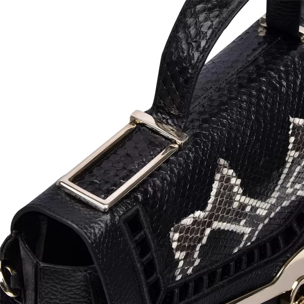 Cuadra Womens Handbag in Genuine Python LeatherBlack