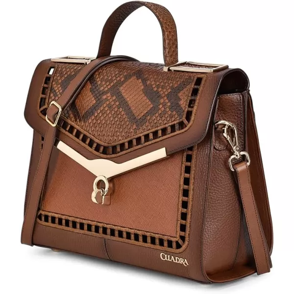 Cuadra Womens Handbag in Genuine Python LeatherHoney