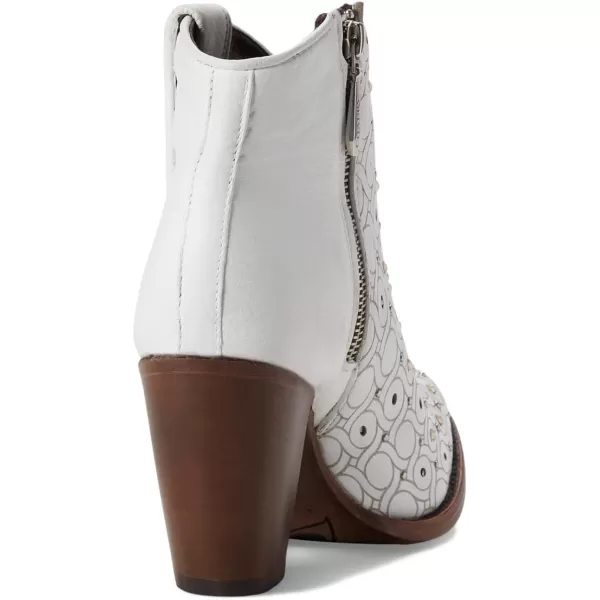 Cuadra Womens Leather Bootie with Swarovski Crystals and Zipper WhiteWhite