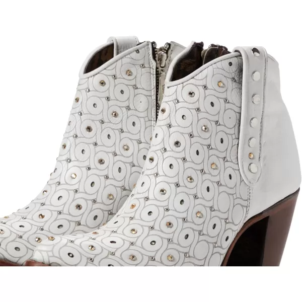 Cuadra Womens Leather Bootie with Swarovski Crystals and Zipper WhiteWhite