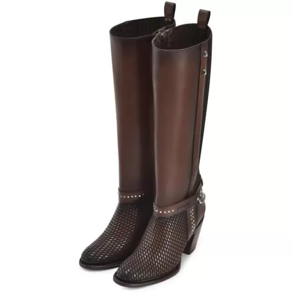 Cuadra Womens Tall Boot in Genuine Leather Brown 4V03RSHoney