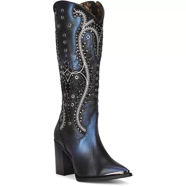 Cuadra Womens Tall Western Boot in Genuine Leather Blue 4I09RSBlack