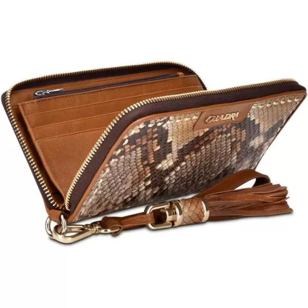 Cuadra Womens Wallet in Genuine Python Leather Brown BD207PIBrown