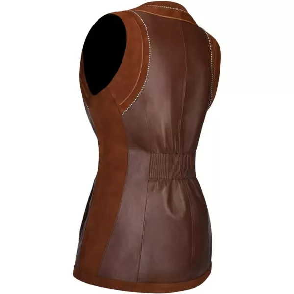 Cuadra Womens Western Chic Vest in Genuine LeatherBrown