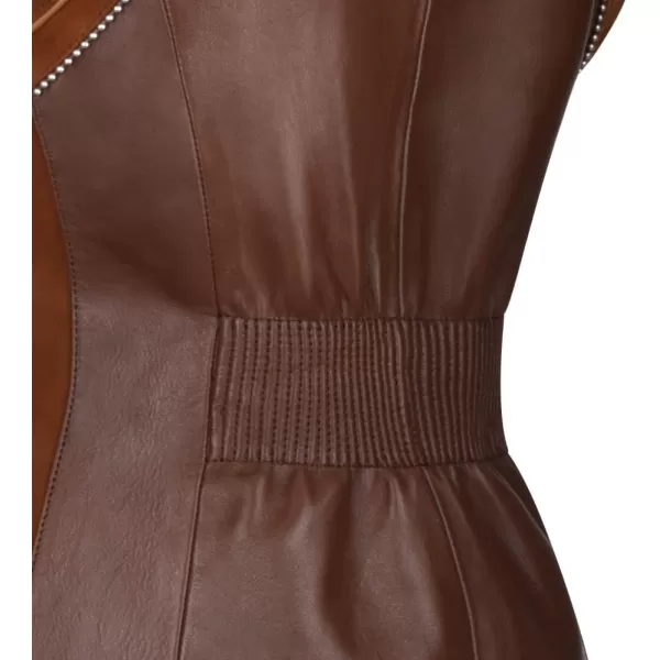 Cuadra Womens Western Chic Vest in Genuine LeatherBrown