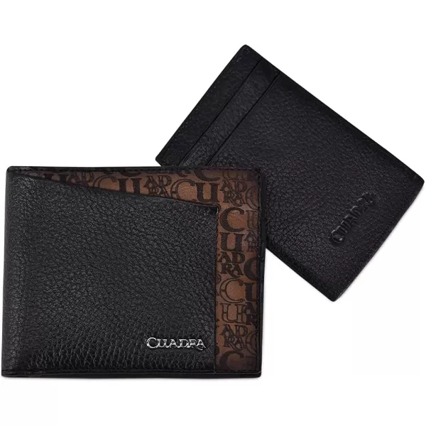 Cuadra mens bifold wallet in genuine leather black B3038RSBlack