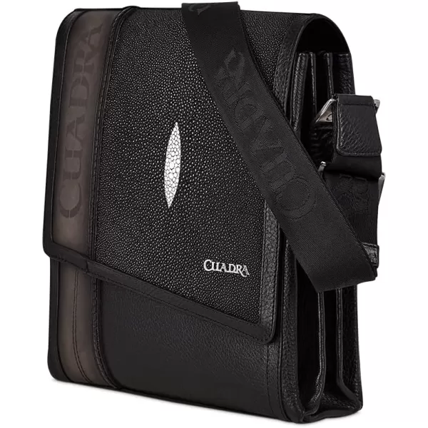Cuadra mens messenger bag in genuine stingray leather blackBlack