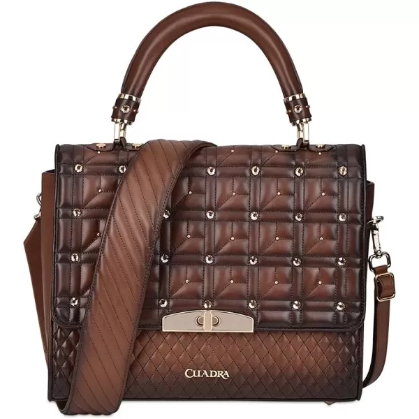 Cuadra womens handbag in genuine leather with crystals brownBrown