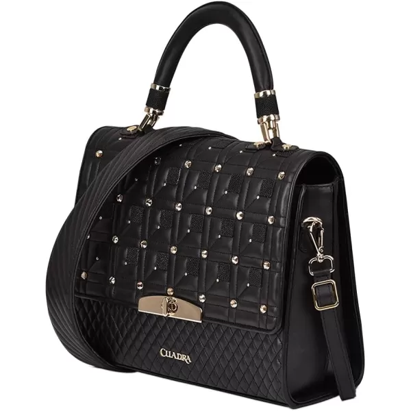 Cuadra womens handbag with genuine stingray leather with crystals blackBlack