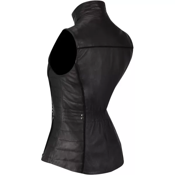 Cuadra womens padded vest in genuine leather with metallic applications black M276BOABlack