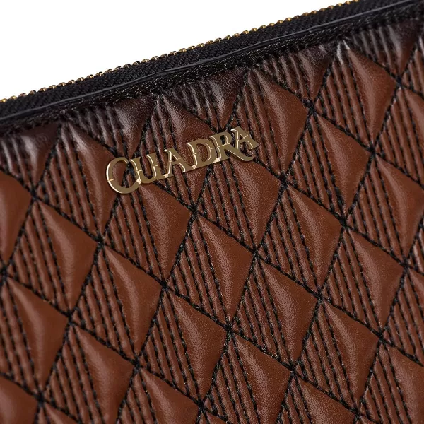 Cuadra womens wallet in genuine leather with zipper and embroidery brown BD221CRBrown