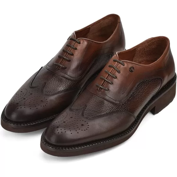 FRANCO CUADRA Mens Derby Shoes in Genuine Deer Leather BrownBrown