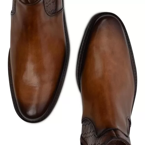 FRANCO CUADRA Mens Dress Booties in Genuine Leather BrownHoney
