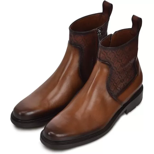 FRANCO CUADRA Mens Dress Booties in Genuine Leather BrownHoney