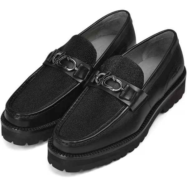 FRANCO CUADRA Mens Moccasin in Genuine Stingray LeatherBlack