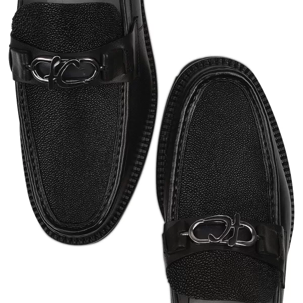 FRANCO CUADRA Mens Moccasin in Genuine Stingray LeatherBlack