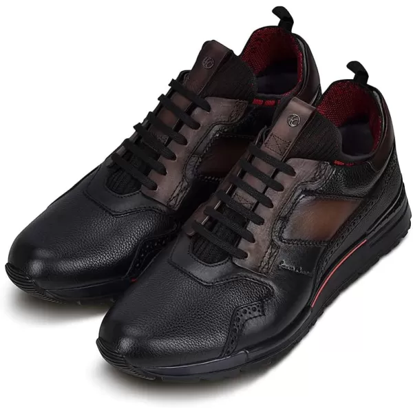 FRANCO CUADRA Mens Sneakers with Laces in Bovine LeatherBlack