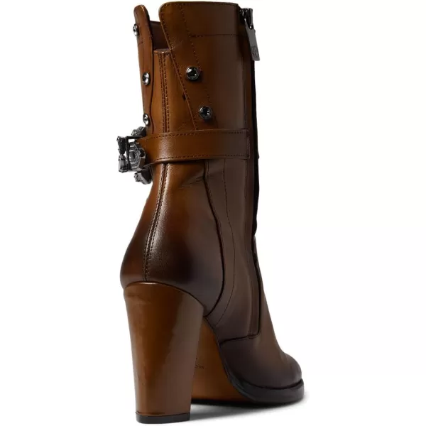 FRANCO CUADRA Womens Bootie in Genuine Leather with Authentic Crystals and ZipperBrown