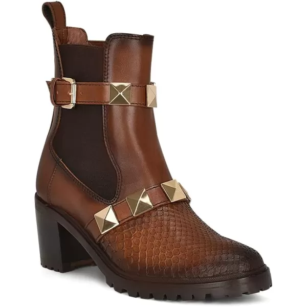 FRANCO CUADRA Womens Bootie in Genuine Python Leather BrownBrown