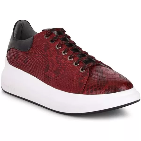 FRANCO CUADRA Womens Sneakers in Genuine Python Leather with Bovine LeatherRed