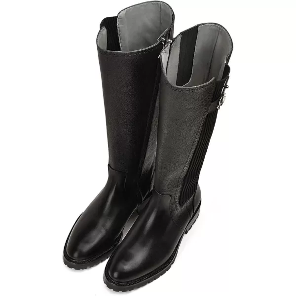 FRANCO CUADRA Womens Tall Riding Boot in Genuine Leather BlackBlack