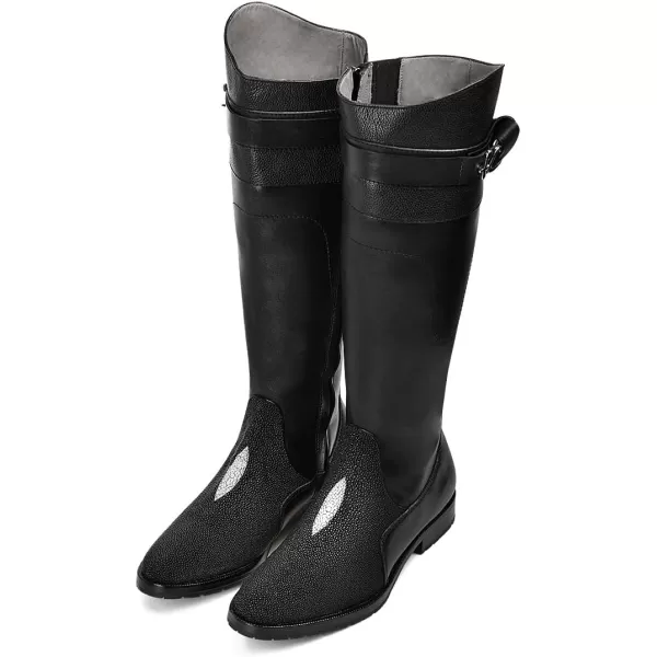 FRANCO CUADRA Womens Tall Riding Boot in Genuine Stingray Leather BlackBlack